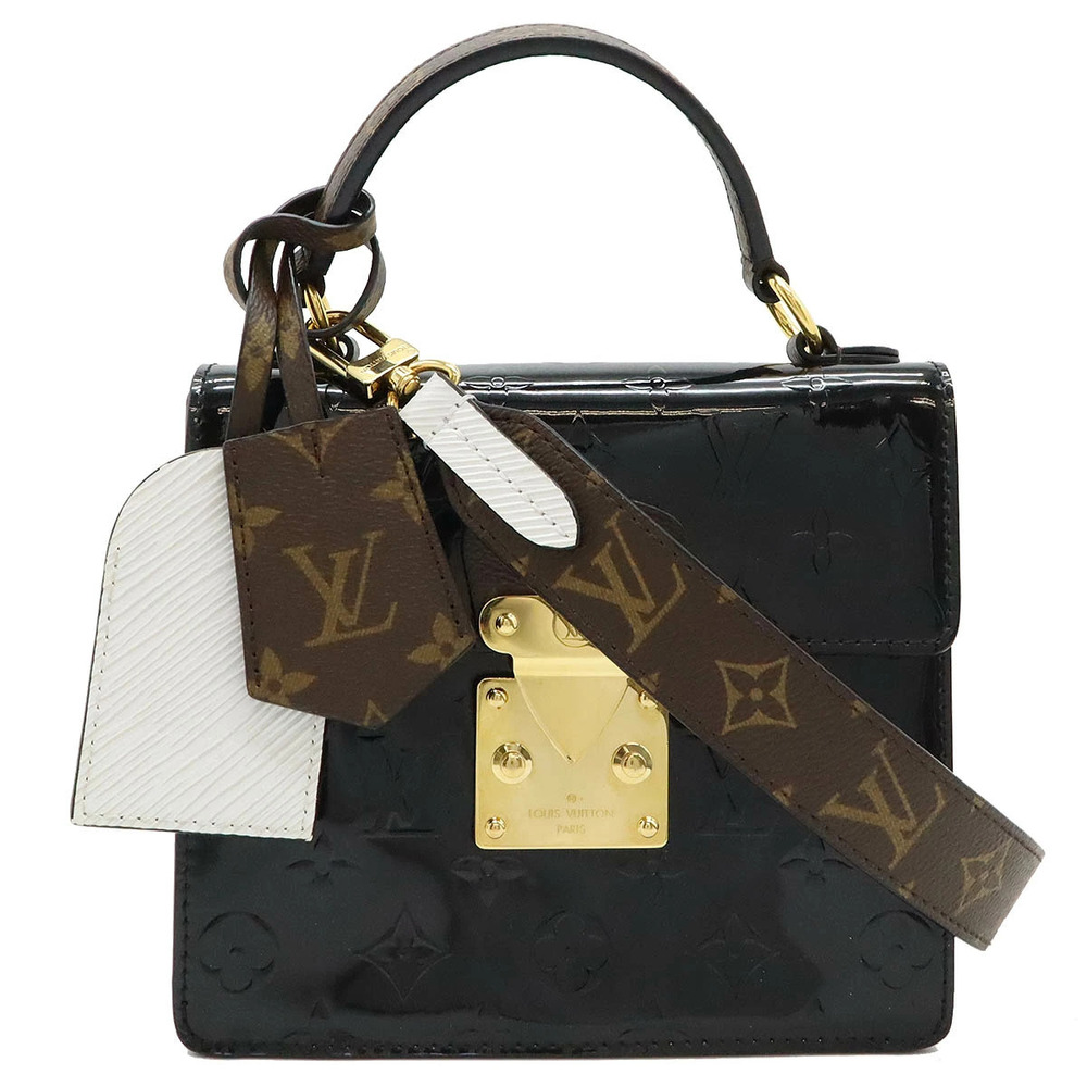 LOUIS VUITTON Monogram Vernis Spring Street Handbag Enamel Calf Patent Vernis